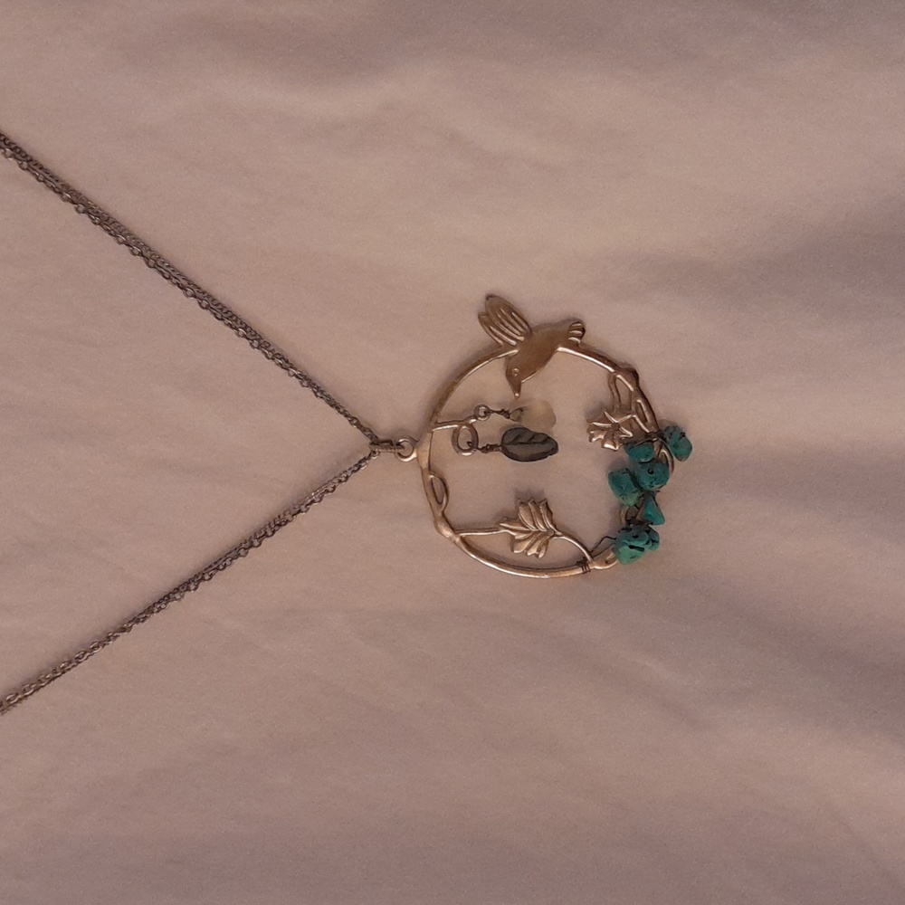 Turquoise Hummingbird Necklace OS